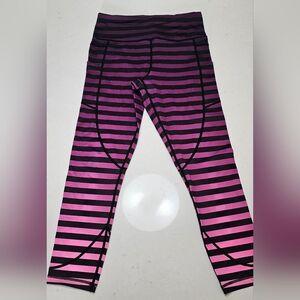 ZYIA Light N Tight OMBRE STRIPE 💜🩷🖤 Leggings Pink Purple Striped Pocket 8 10